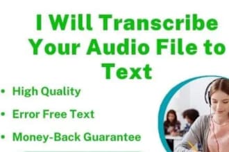 transcribe audio file to text in 24 hours