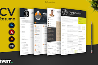 make professional eye catching resume design and CV design