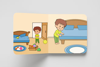 draw vector children story book, and kids illustration