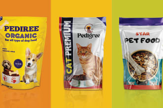 create pet food packaging, mylar bag and label design