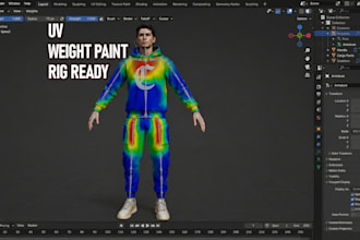 create custom 3d game clothing with rigging weight painting