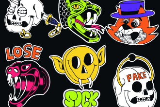 hand drawn outsider punk logo tshirt poster sticker lowbrow