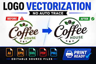 manually vectorize your logo into ai, eps, svg and PDF