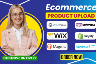 upload products to wordpress woocommerce, shopify, wix or any ecommerce online