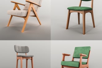 create 3d furniture model with realistic render