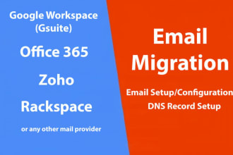 setup mail servers or migrate emails to from office 365 or google workspace