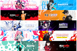 create anime or vtuber youtube,twitch,twitter,discord banner
