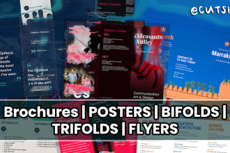 design brochures, flyers, posters, bi, and trifolds