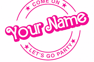 your name or text in barbie style, personalized