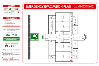 design fire emergency evacuation exit plan, map, diagram