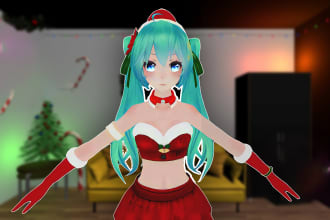 create custom vrchat avatar and vtuber avatar , furry , christmas