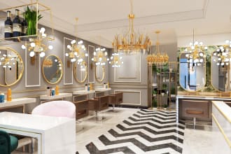 do 3d renders of beauty hair salon, spa, skincare clinic