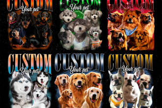 design a bootleg vintage custom pet portrait for your shirt