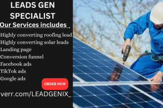 help generate roofing leads solar leads, design solar landing page sales funnel