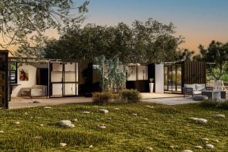 design your container home, modular house in 3d render