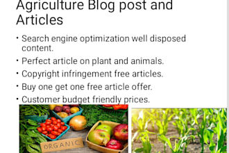 write blog posts and articles on farming and agriculture