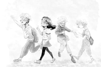 draw a black and white illustration for your project