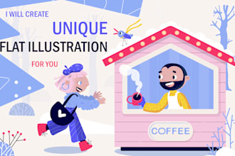 create unique flat illustration for you