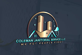 design clean house janitorial or commercial cleaning service logo