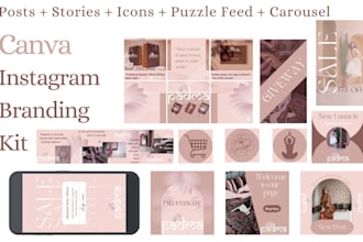 design a creative and elegant instagram branding kit on canva