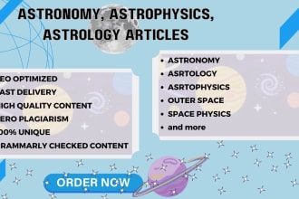 write astronomy, astrophysics, astrology, space science articles