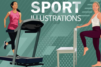 draw exercise sports fitness workout and yoga illustrations