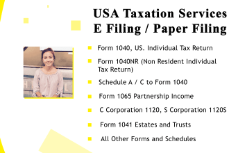 prepare and e file USA tax returns for personal, llc and corporate