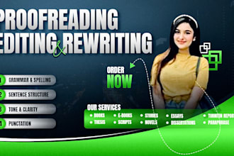 do proofreading, book editing, rewrite and humanize your books, ebooks or novels