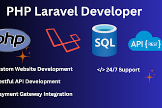do website development in PHP laravel and react