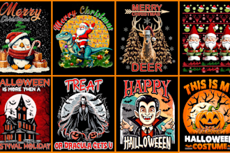 create halloween christmas t shirt design for merch by amazon pod etsy