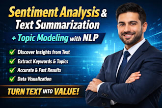 do sentiment analysis, text summarization, and topic modeling using nlp