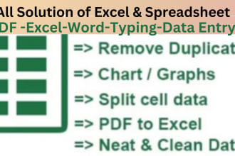 help you in excel,ms word,PDF conversation,typing,data entry and cleaning
