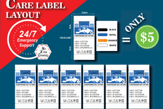 design clothing label, washing label, care label, neck label