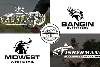 create fishing outdoor and hunting logo