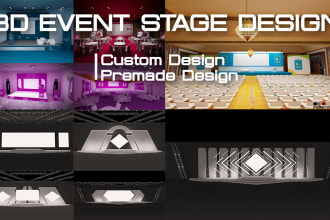 design a 3d event stage and complete layout room rendering
