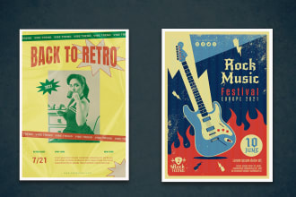 design awesome retro, vintage poster within 12 hours