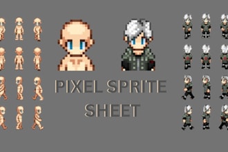 do isometric pixel art character sprite sheet, animated gif, pixel art animation