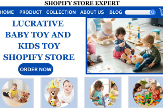 design lucrative baby toy shopify store kids toy shopify store dropshipping logo