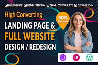 design or redesign wordpress landing page, wordpress website using elementor pro