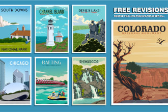 create a travel poster design art deco with a vintage style