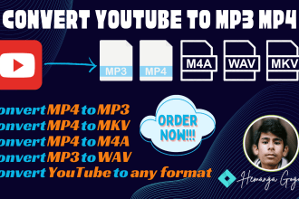 convert youtube to mp3, wav, mp4, mkv, mov, m4a etc