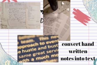 type or retype your handwritten notes or files in text