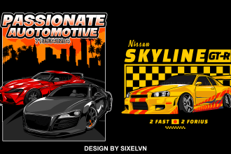 draw car automotive illustrattion for t shirt design