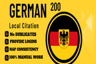 create 300 german local citations for local SEO