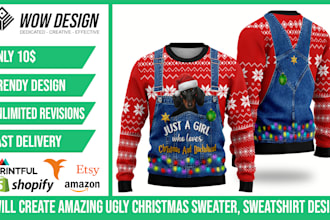 create amazing ugly christmas sweater, sweatshirt design