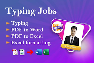 do typing job pdf to word or excel