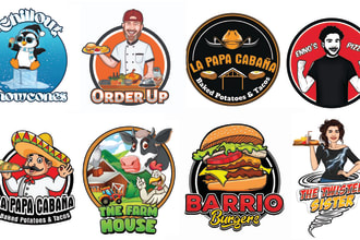 do unique cook cartoon portrait, chef logo kitchener design