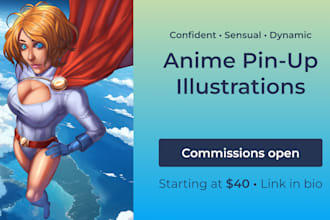 create confident sensual anime pin up illustrations