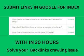 index your all backlinks in google within 24 hours