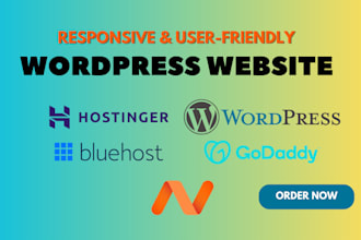 design wordpress website on bluehost, hostinger, godaddy, hostgator